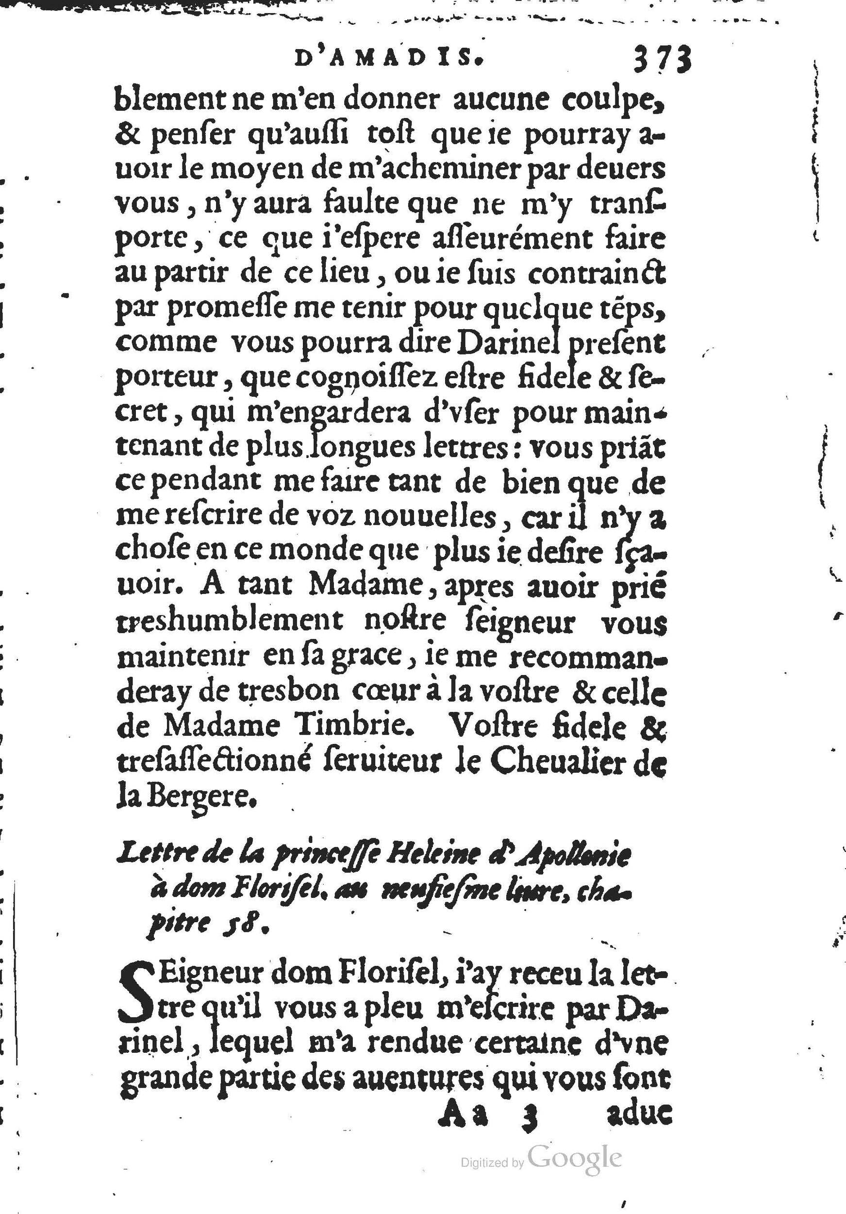 1560 - Jean d’Ogerolles et Gabriel Cotier Lyon - Trésor des Amadis - BSB Munich