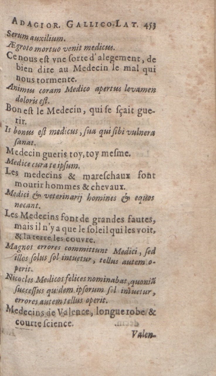 1612 - Dominicus Custos - Trésor des proverbes français  - Bibliopol-Olomuc