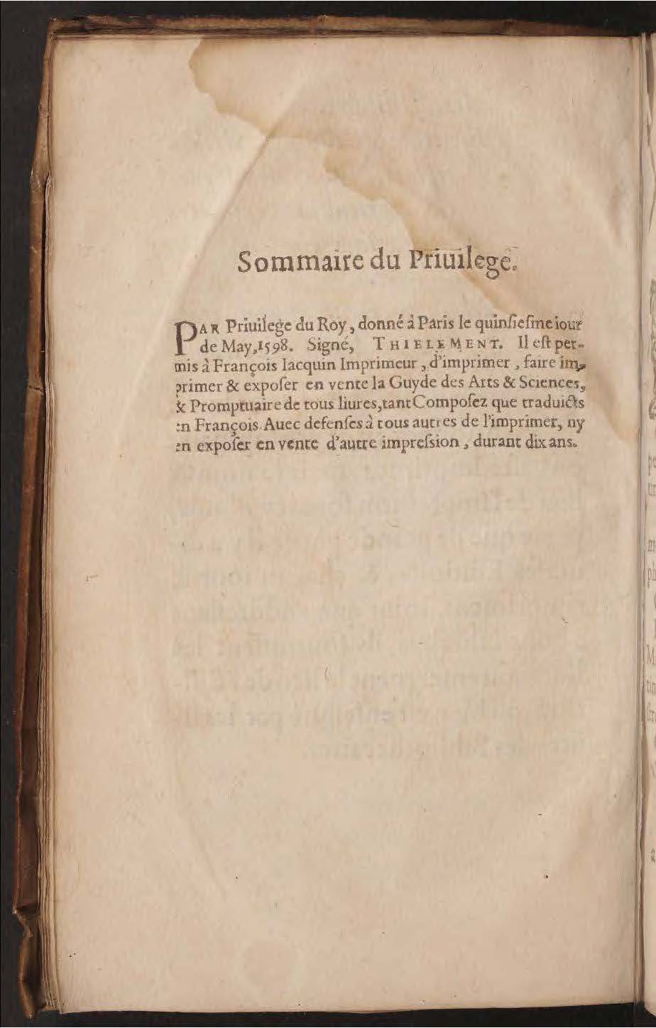 1602 - François Jacquin - Trésor des bons esprits français - BnF Arsenal