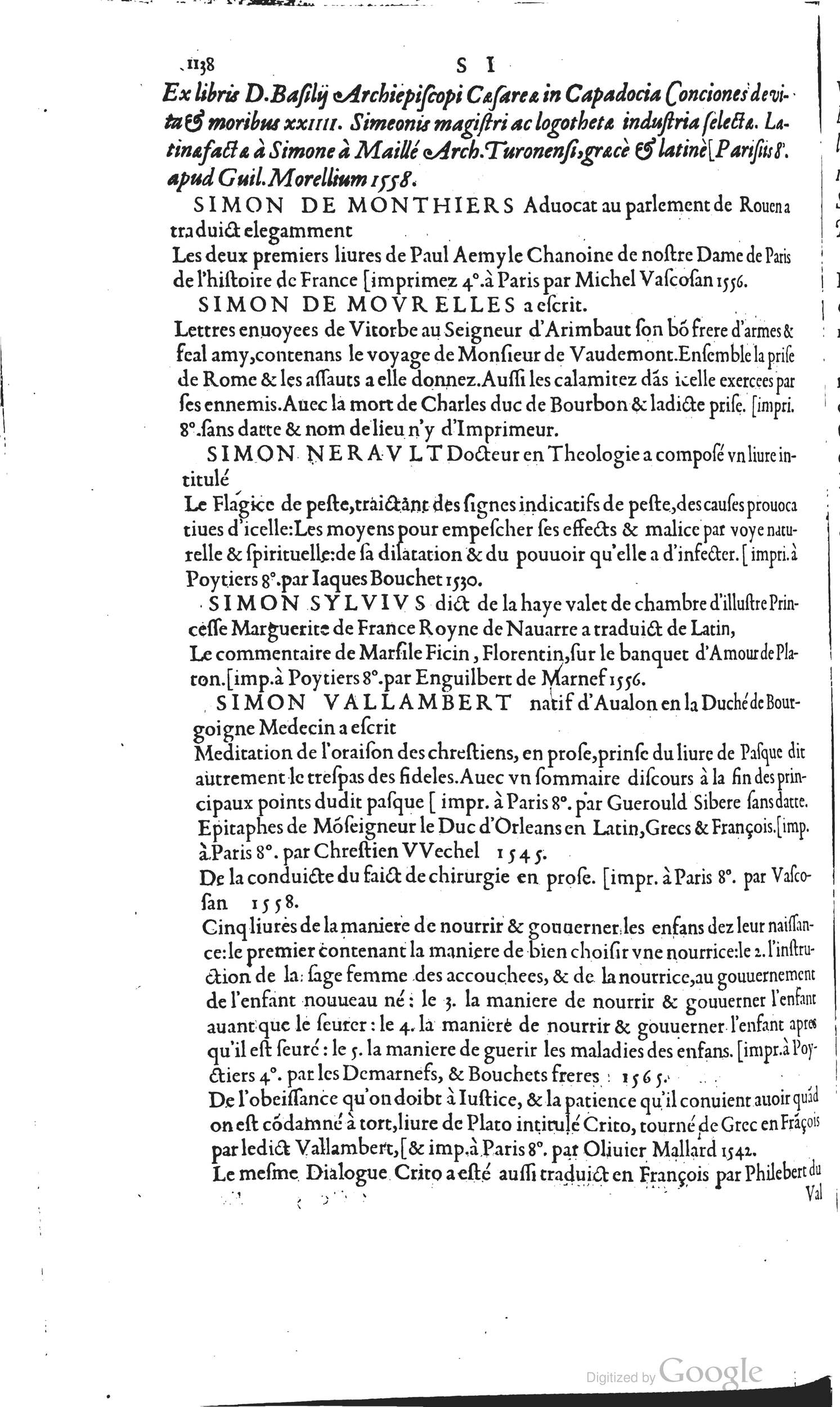 1585 - Barthélemy Honorat - Bibliothèques françaises - BSB Munich