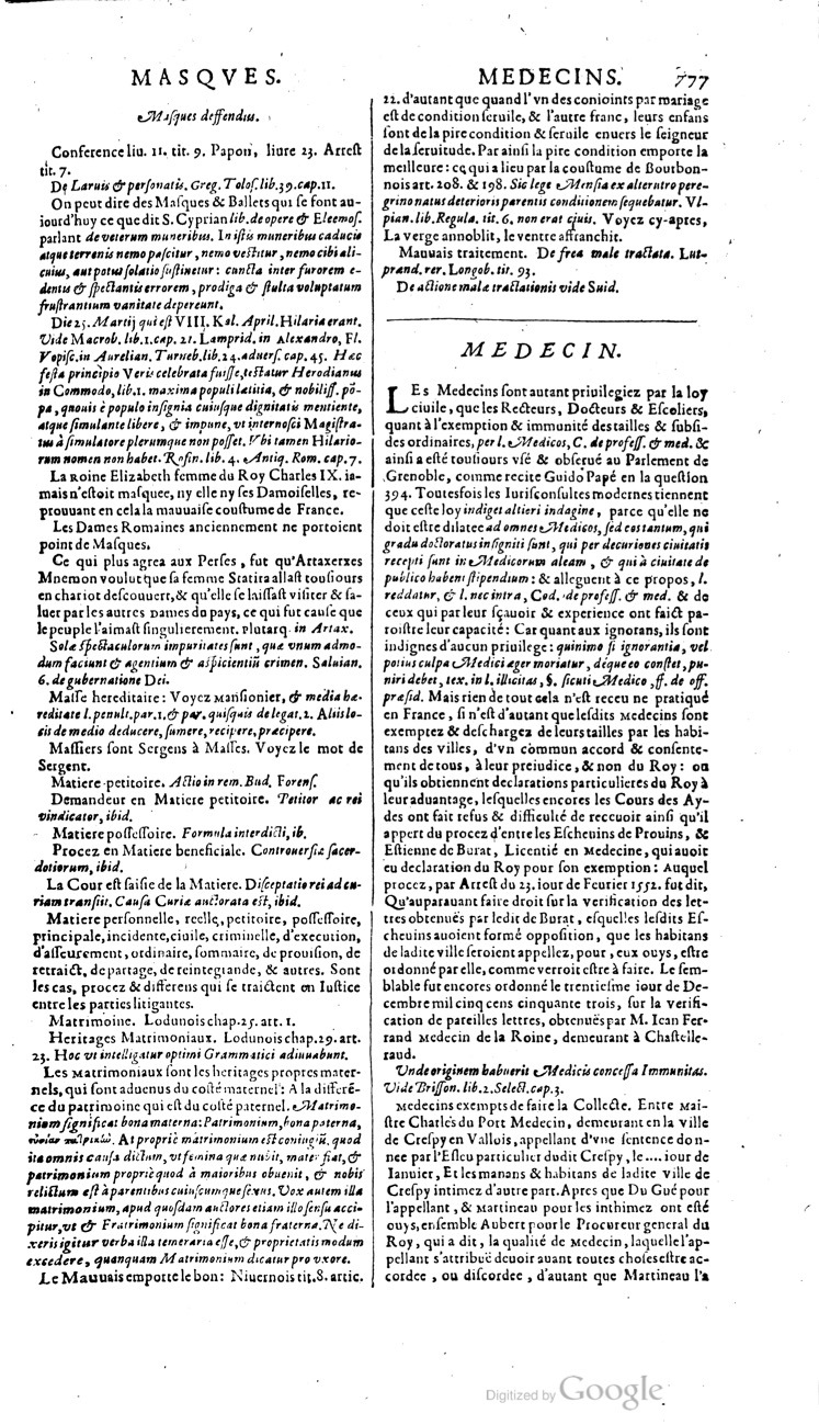 1629 - Veuve Nicolas Buon - Trésor du droit français (21754 T. 2) - BM Lyon