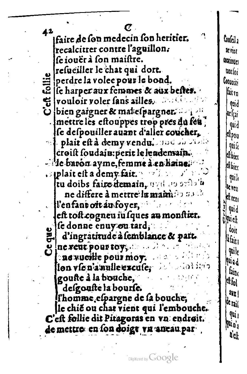 1582 - Nicolas Bonfons - Trésor des sentences dorées - BM Lyon