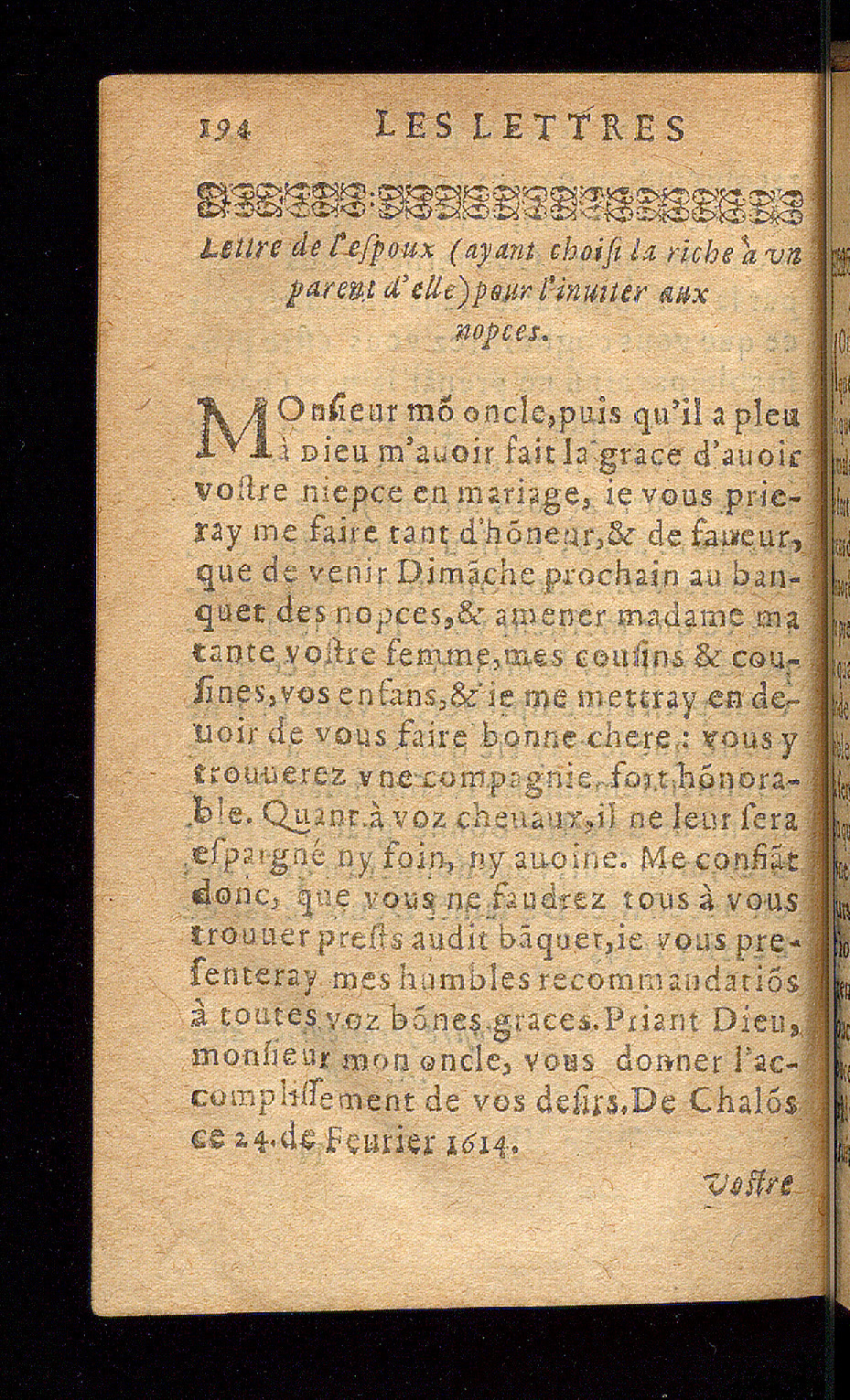 1614 - Barthélemy Vincent - Élite et Trésor des lettres missives - Bâle