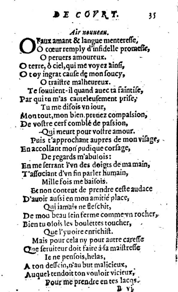 1606 - Théodore Reinsart - Trésor des chansons amoureuses recueillies des plus excellents airs de cour - Livre I - NK ČR Prague