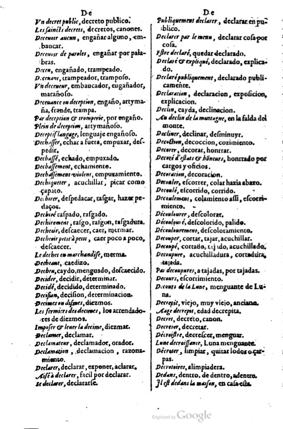 1621 - Adrian Tiffaine - Trésor des deux langues espagnole et française - BM Lyon