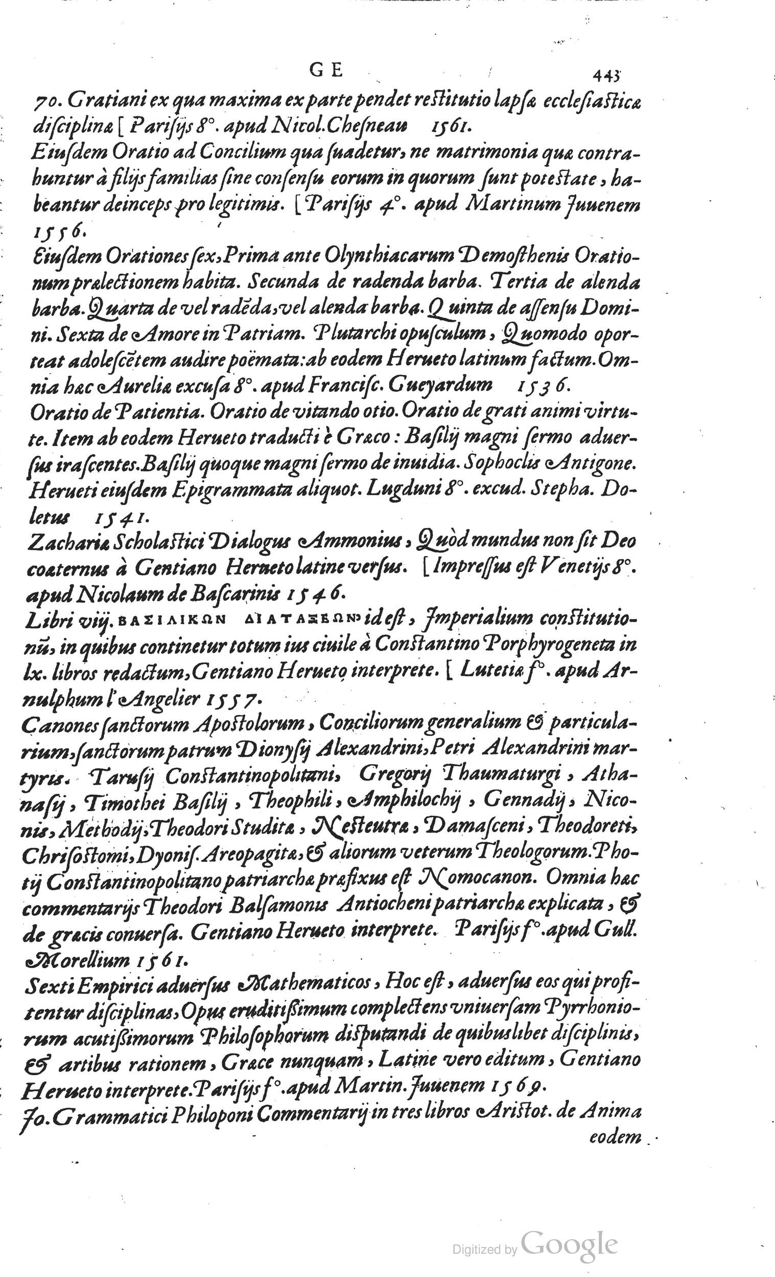 1585 - Barthélemy Honorat - Bibliothèques françaises - BSB Munich