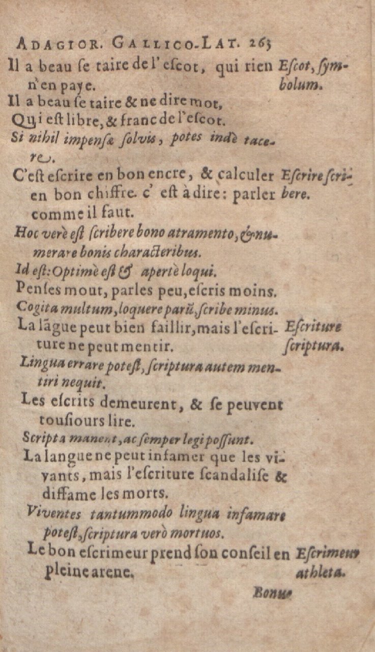 1612 - Dominicus Custos - Trésor des proverbes français  - Bibliopol-Olomuc