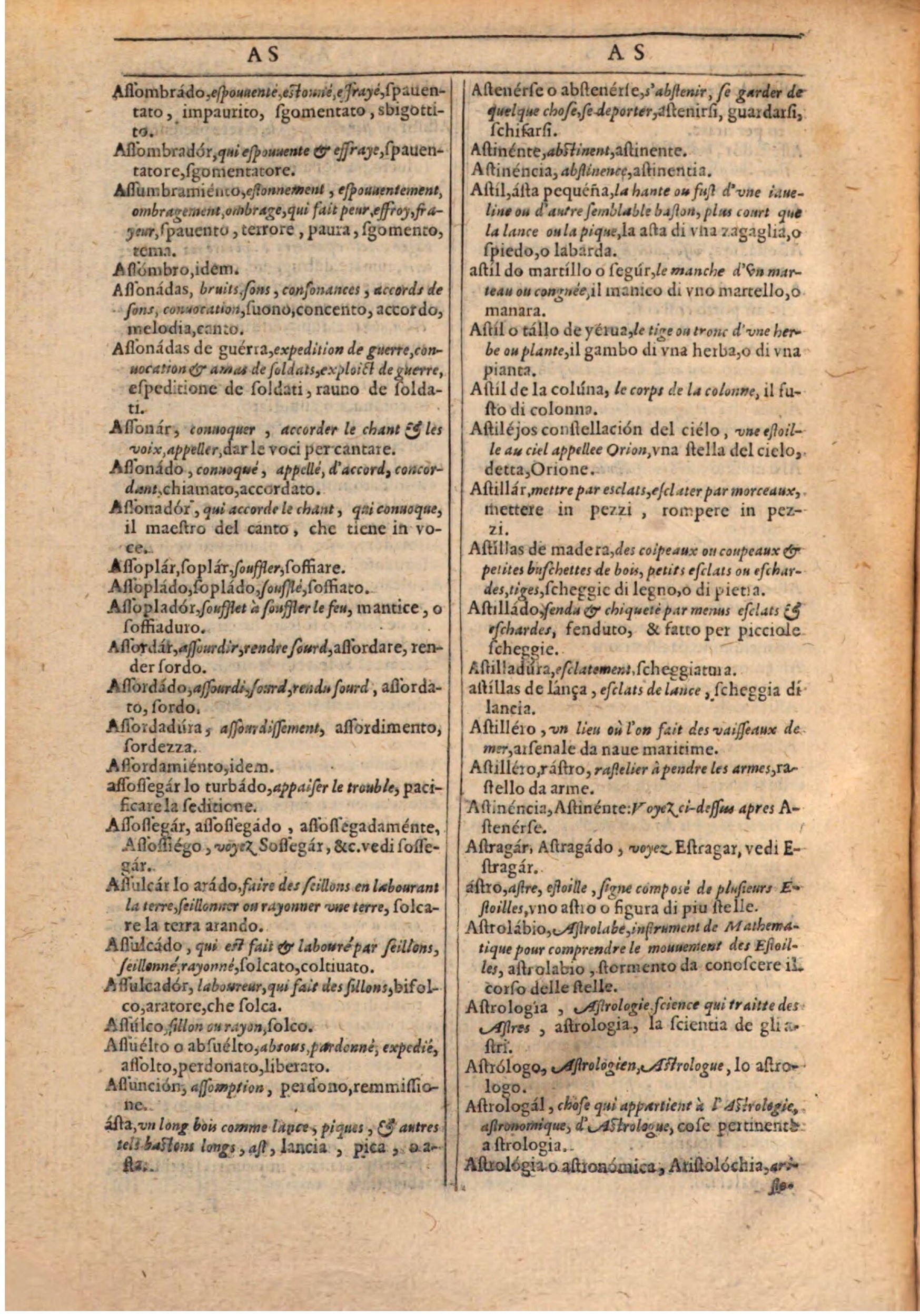 1609 - Philippe Albert et Alexandre Pernet - Trésor des trois langues française, italienne et espagnole (Première partie) - BSB Munich