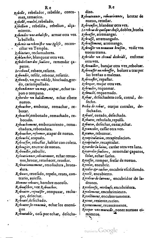 1621 - Adrian Tiffaine - Trésor des deux langues espagnole et française - BM Lyon