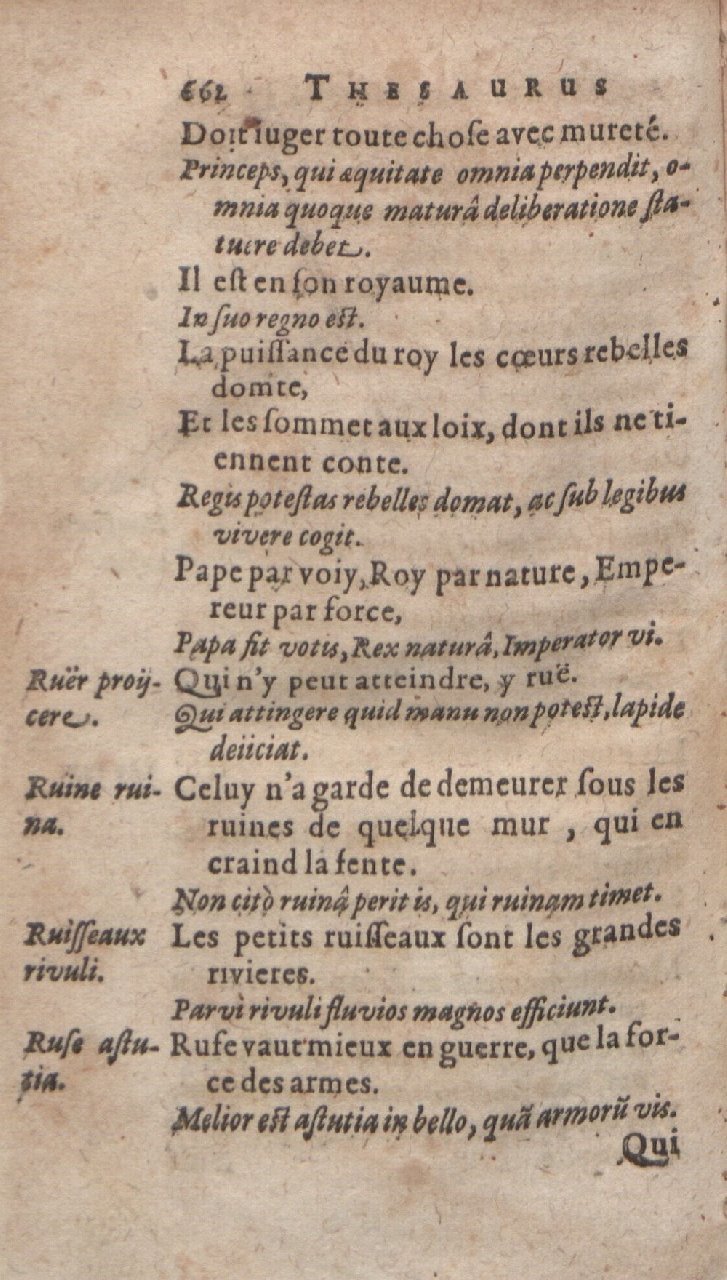 1612 - Dominicus Custos - Trésor des proverbes français  - Bibliopol-Olomuc