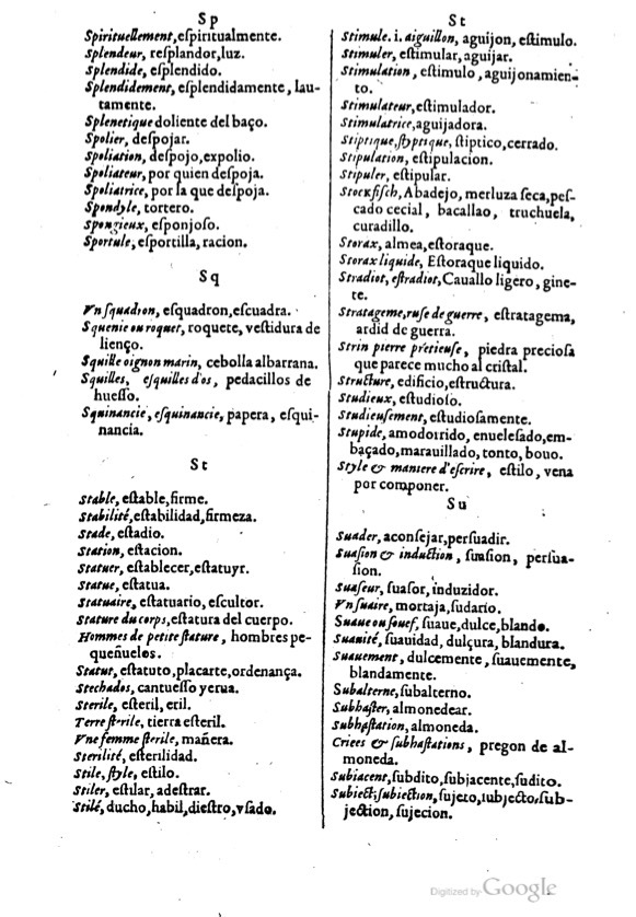 1621 - Adrian Tiffaine - Trésor des deux langues espagnole et française - BM Lyon