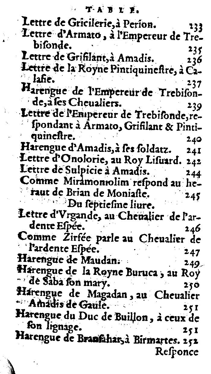 1562 - Jean d’Ogerolles et Gabriel Cotier - Trésor des Amadis - Lucerne