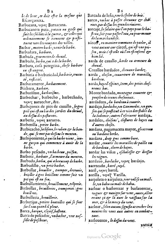 1621 - Adrian Tiffaine - Trésor des deux langues espagnole et française - BM Lyon