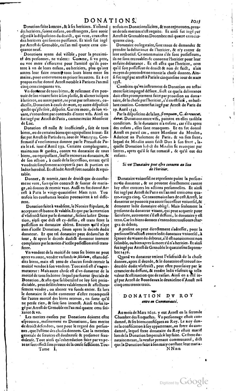 1629 - Veuve Nicolas Buon - Trésor du droit français (29620 T. 1) - BM Lyon