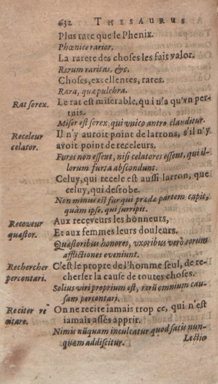 1612 - Dominicus Custos - Trésor des proverbes français  - Bibliopol-Olomuc