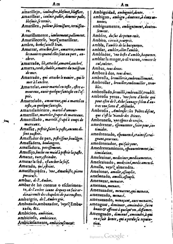 1616 - Veuve Marc Orry - Trésor des deux langues espagnole et française (Première et Seconde parties) - BM Lyon