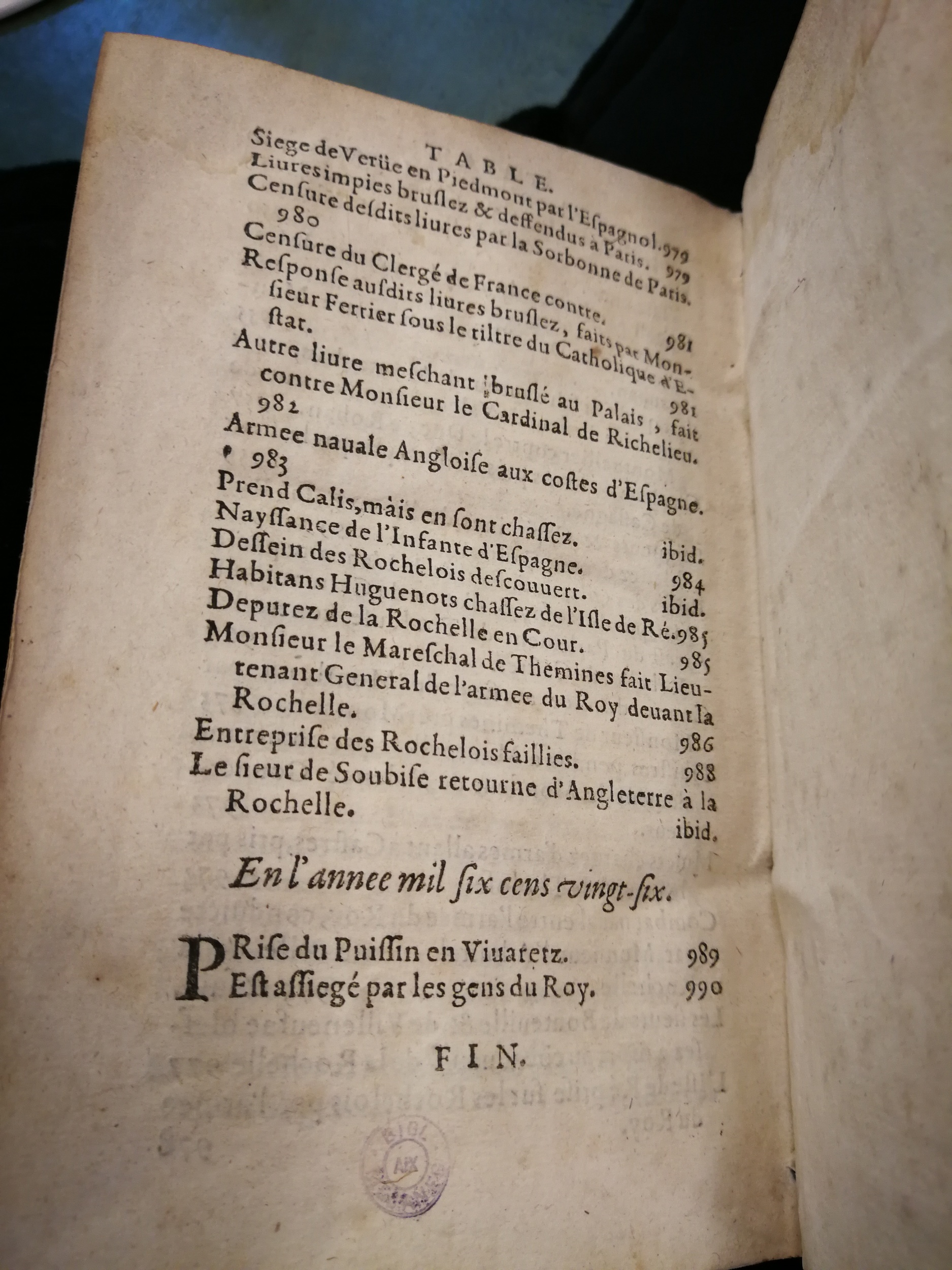 1626 - Joseph Bouillerot - Trésor de l’histoire générale de notre temps - Les Méjanes, Aix-en-Provence