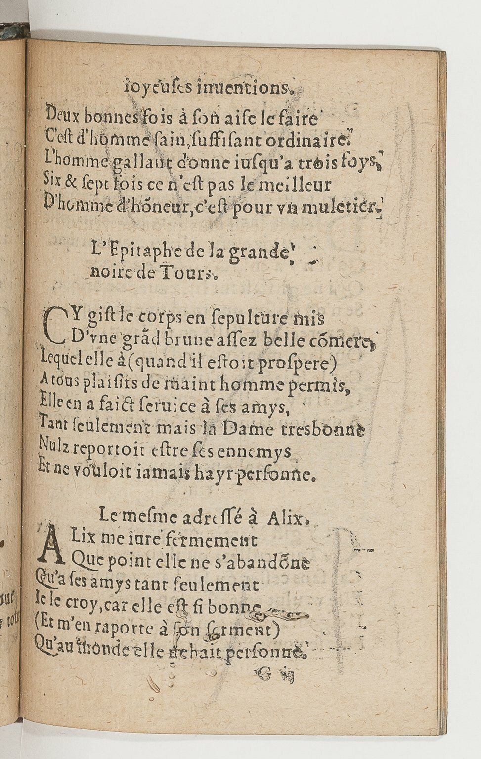 1568c. - Veuve Jean Bonfons - Trésor des joyeuses inventions du parangon de poésies - BnF Arsenal