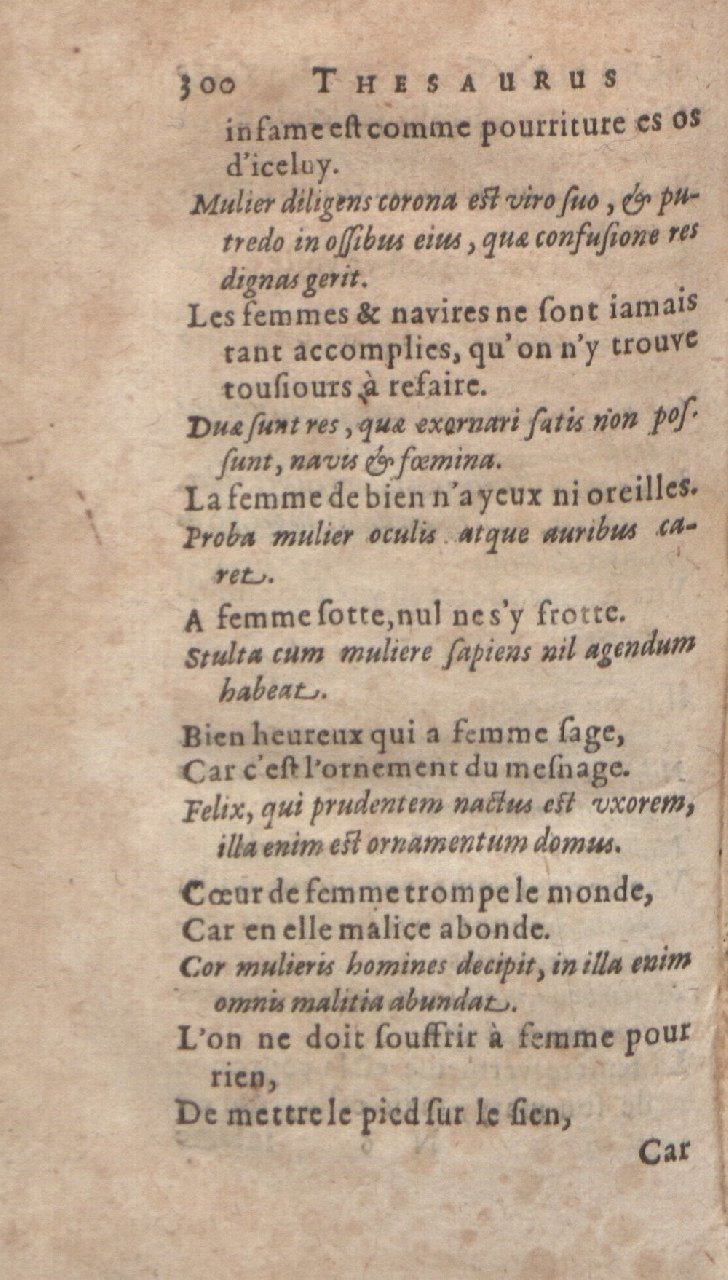 1612 - Dominicus Custos - Trésor des proverbes français  - Bibliopol-Olomuc
