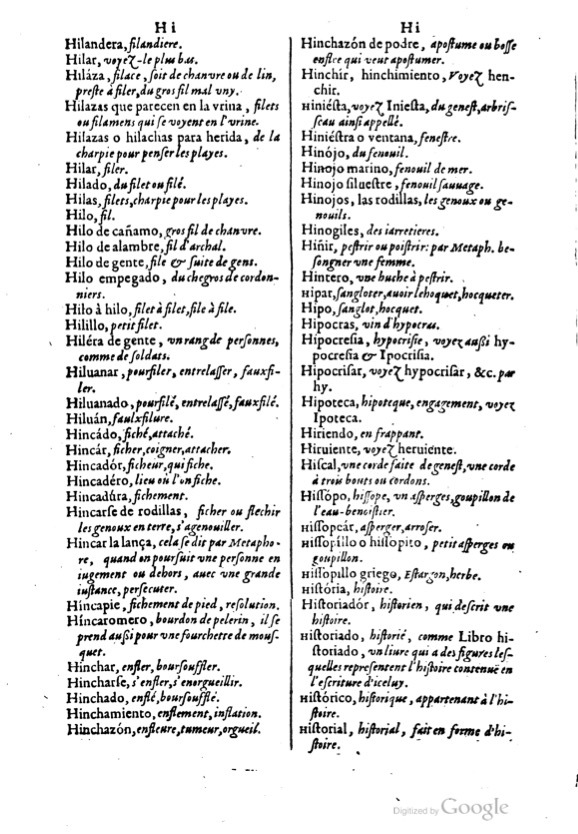 1621 - Adrian Tiffaine - Trésor des deux langues espagnole et française - BM Lyon