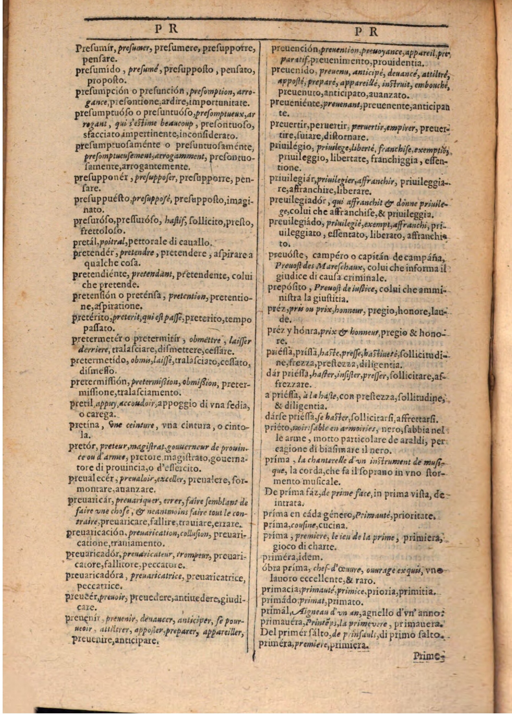 1609 - Philippe Albert et Alexandre Pernet - Trésor des trois langues française, italienne et espagnole (Première partie) - BSB Munich 1609 - Philippe Albert et Alexandre Pernet - Trésor des trois langues française, italienne et espagnole (Première partie) - BSB Munich
