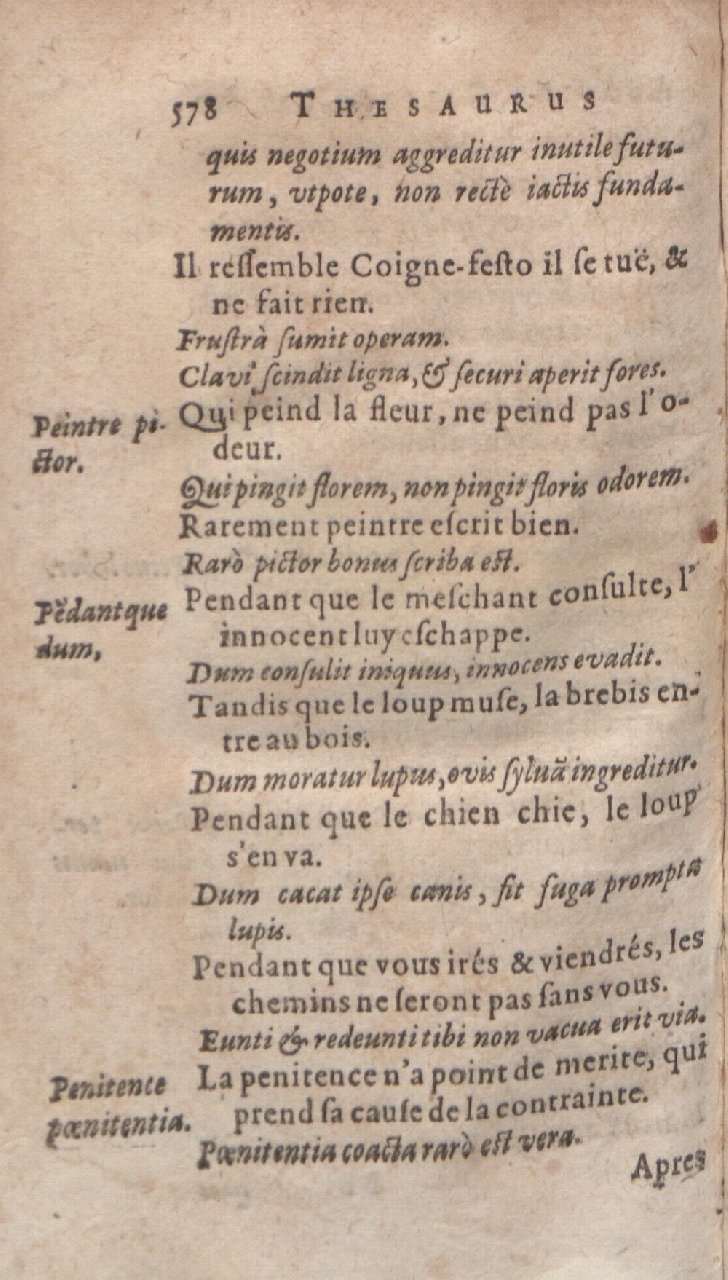 1612 - Dominicus Custos - Trésor des proverbes français  - Bibliopol-Olomuc