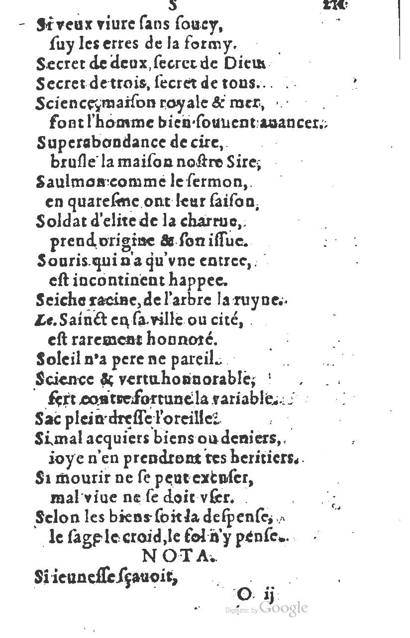 1581 - Nicolas Bonfons  - Trésor des sentences dorées - Princeton