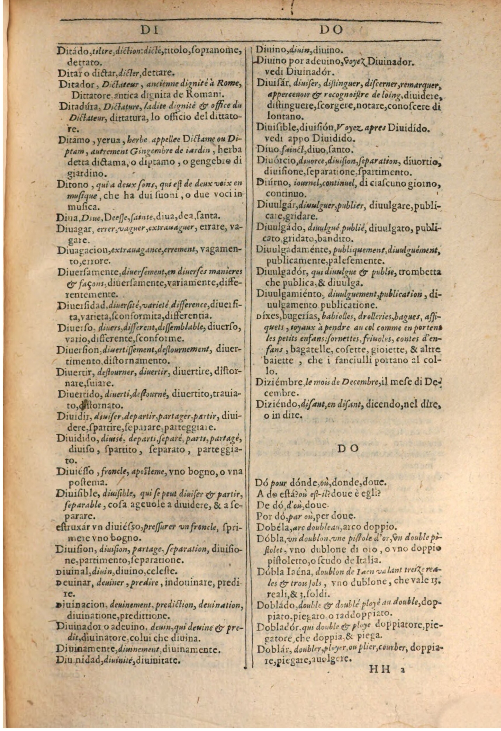 1609 - Philippe Albert et Alexandre Pernet - Trésor des trois langues française, italienne et espagnole (Première partie) - BSB Munich
