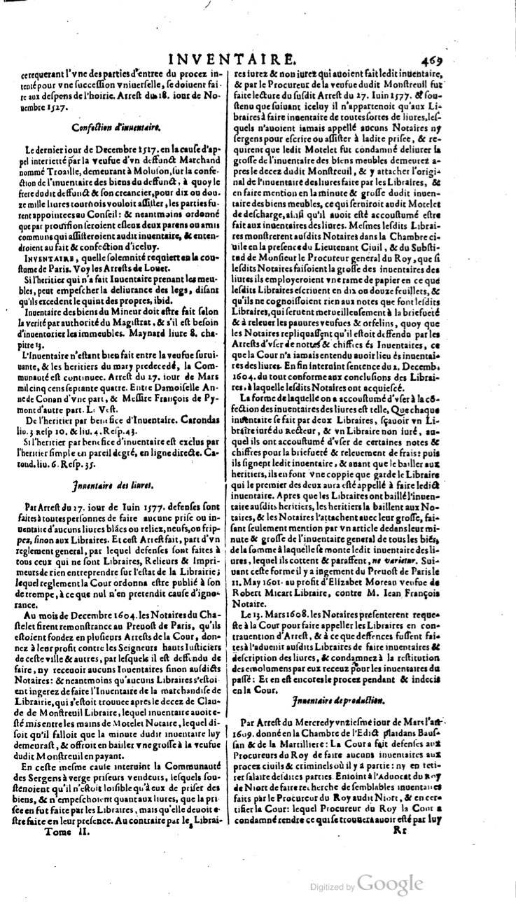 1629 - Veuve Nicolas Buon - Trésor du droit français (29620 T. 2) - BM Lyon