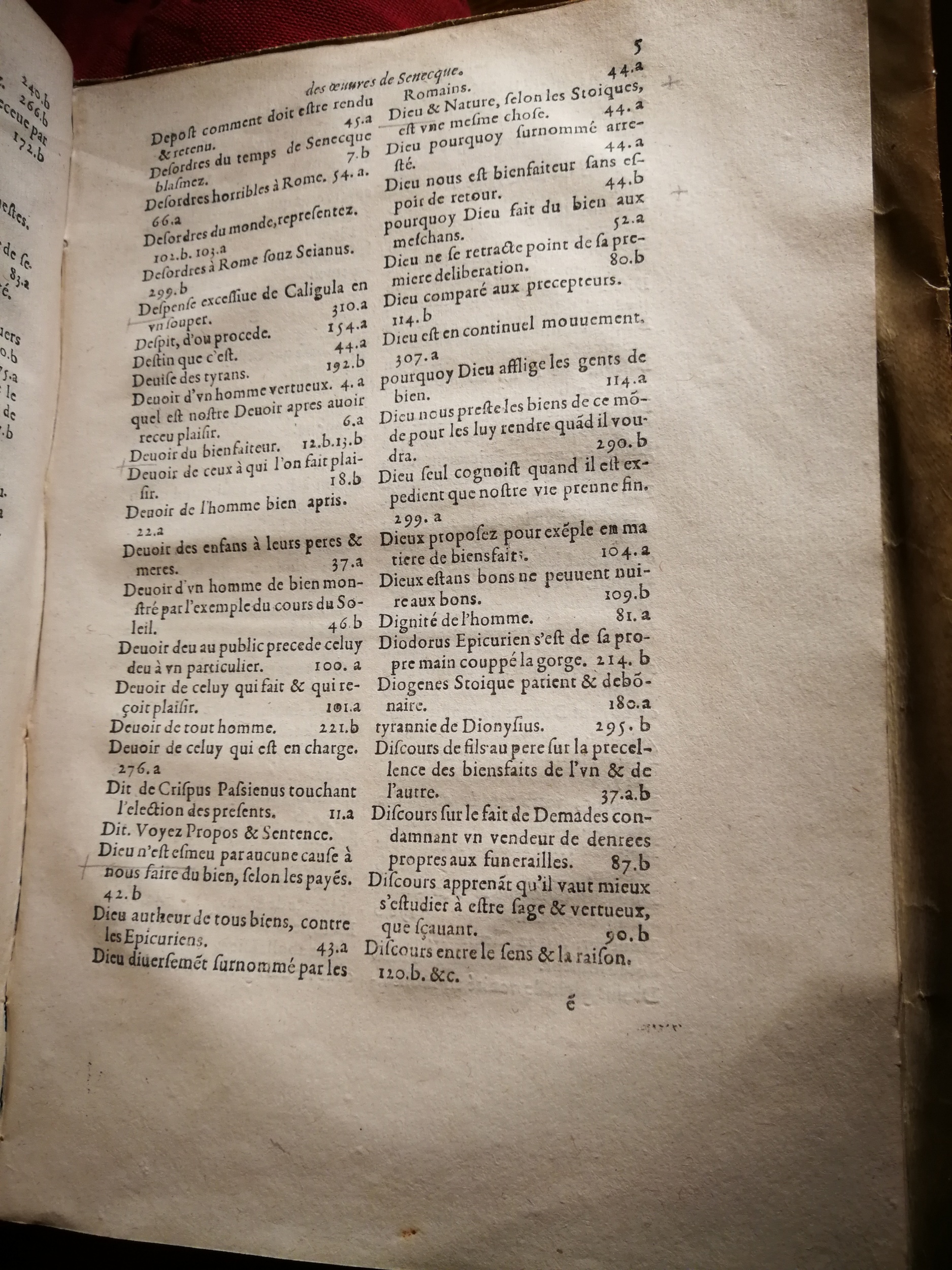 1595 - Jean Houzé - Œuvres morales et mêlées de Sénèque, Trésor de philosophie morale - T. 1 - BnF