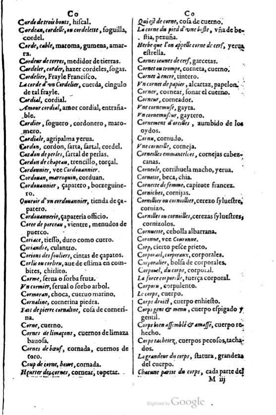 1621 - Adrian Tiffaine - Trésor des deux langues espagnole et française - BM Lyon
