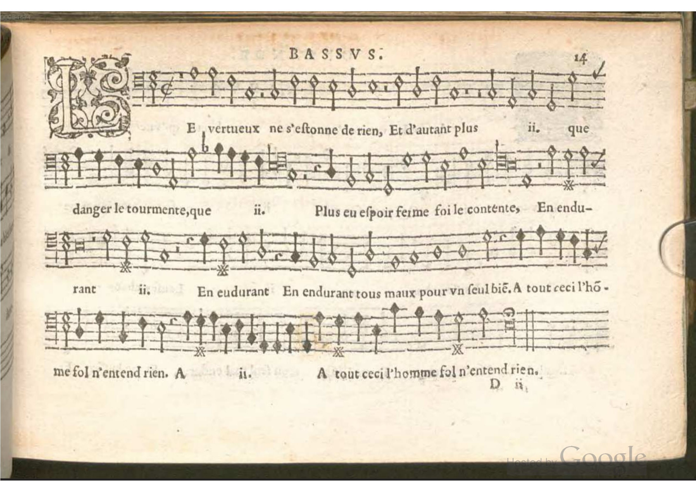 1576 - [Pierre de Saint-André] - Trésor de musique d’Orlande de Lassus Bassus - BSB Munich