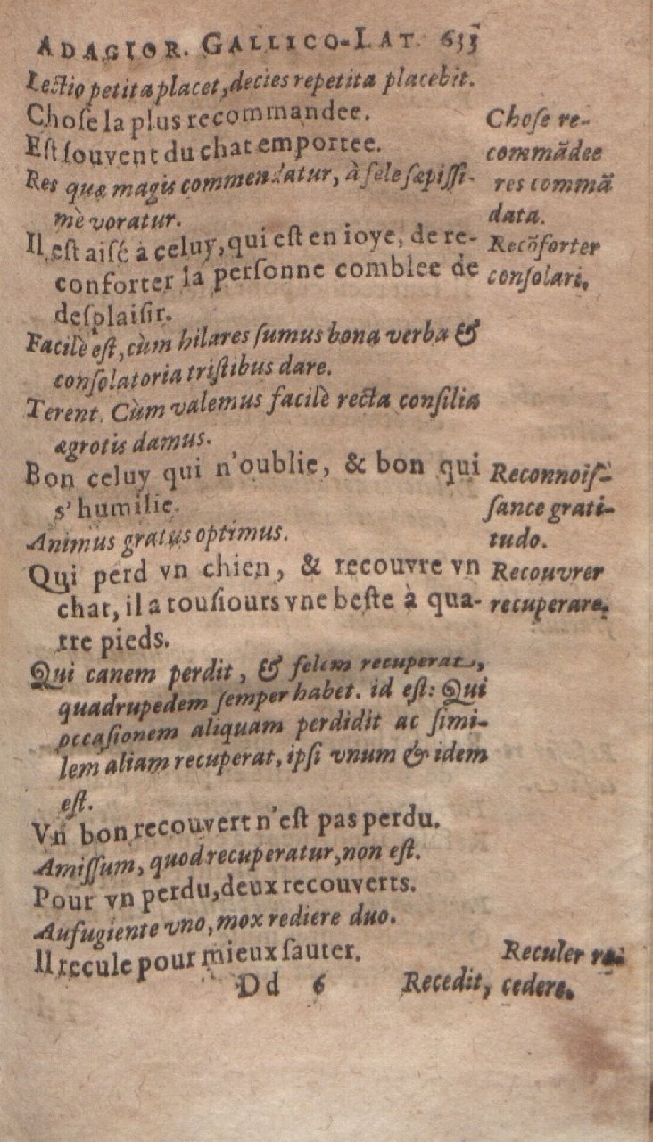 1612 - Dominicus Custos - Trésor des proverbes français  - Bibliopol-Olomuc