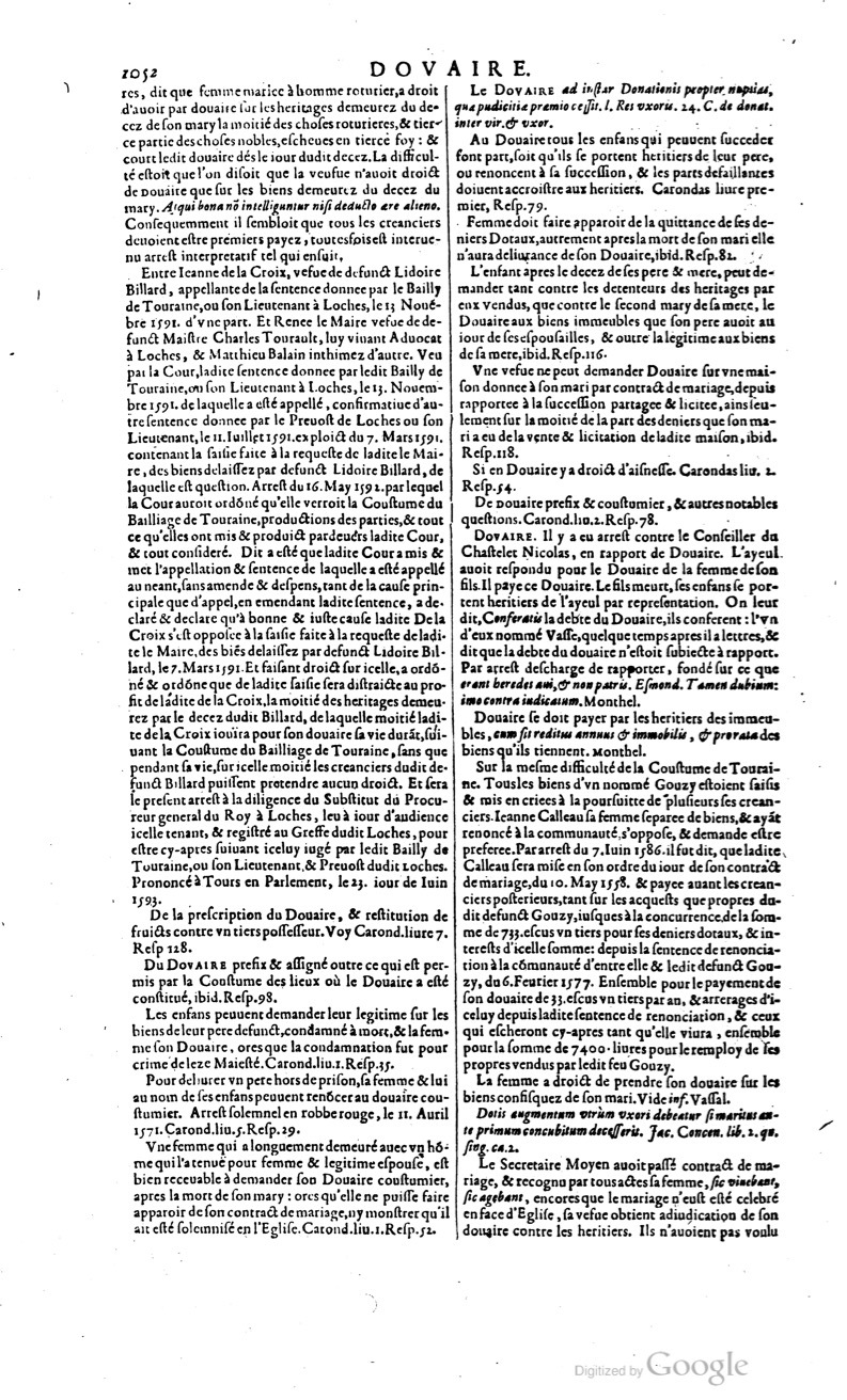 1629 - Veuve Nicolas Buon - Trésor du droit français (29620 T. 1) - BM Lyon
