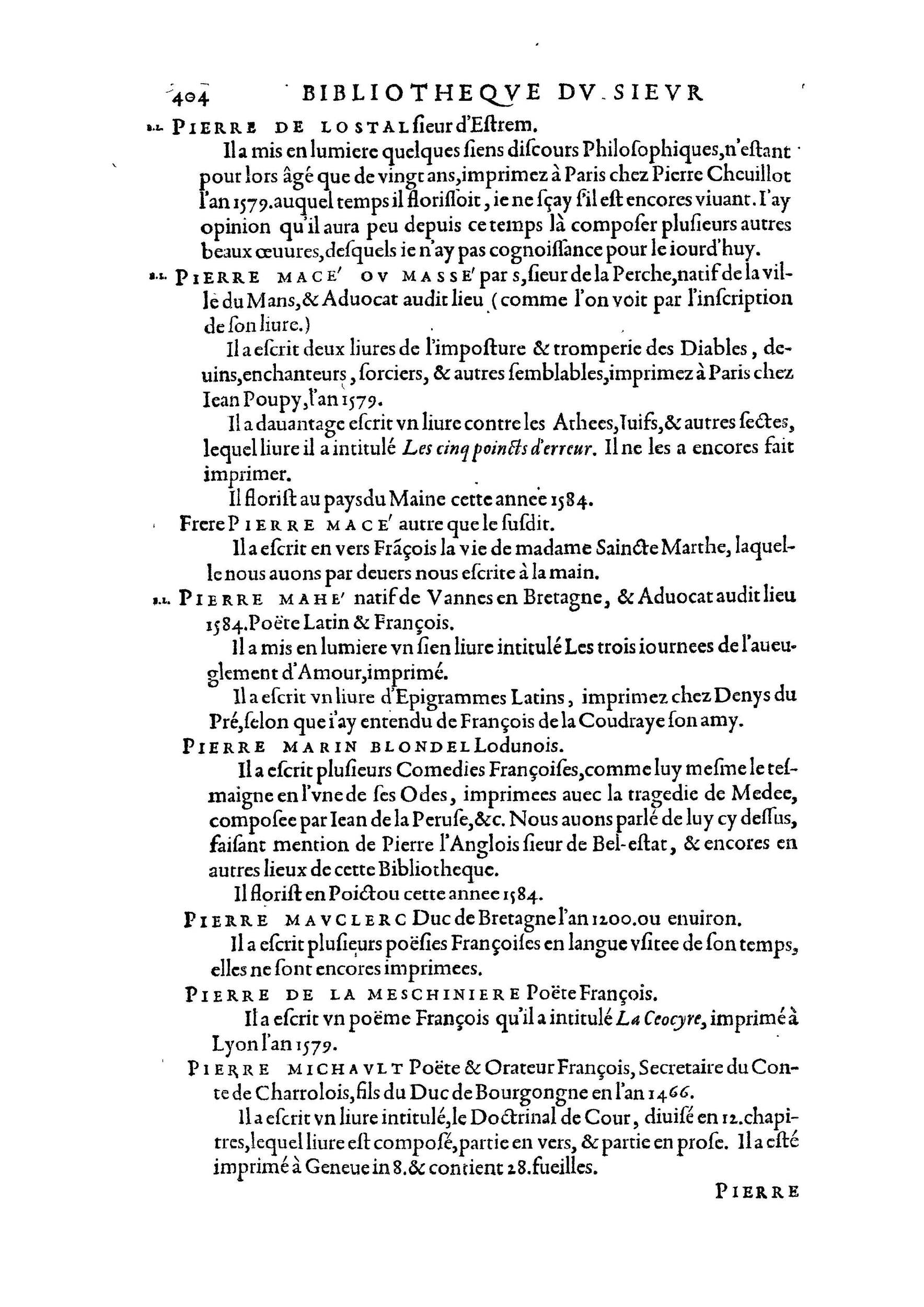 1584 - Abel L&#039;Angelier - Bibliothèques françaises - BnF