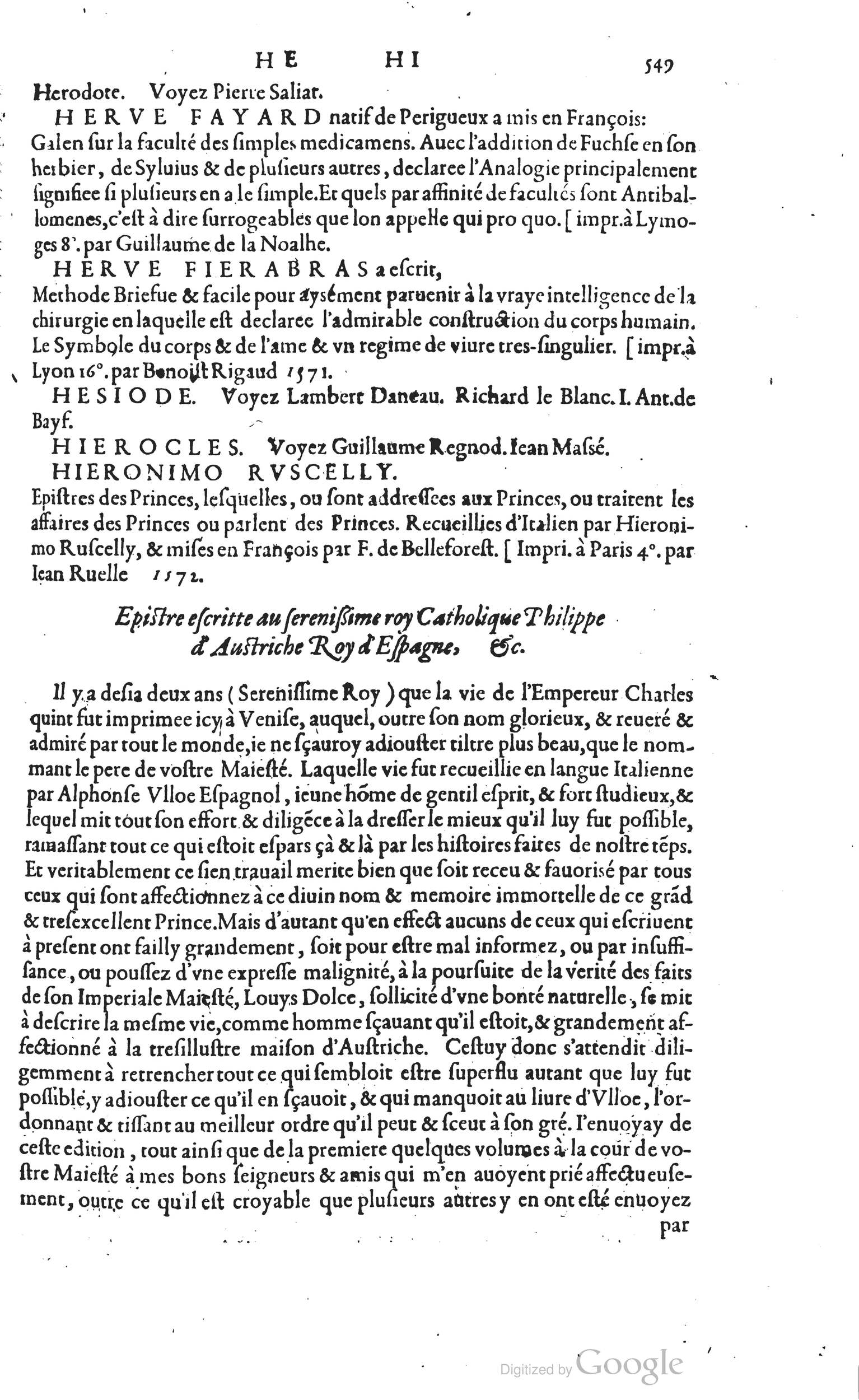 1585 - Barthélemy Honorat - Bibliothèques françaises - BSB Munich