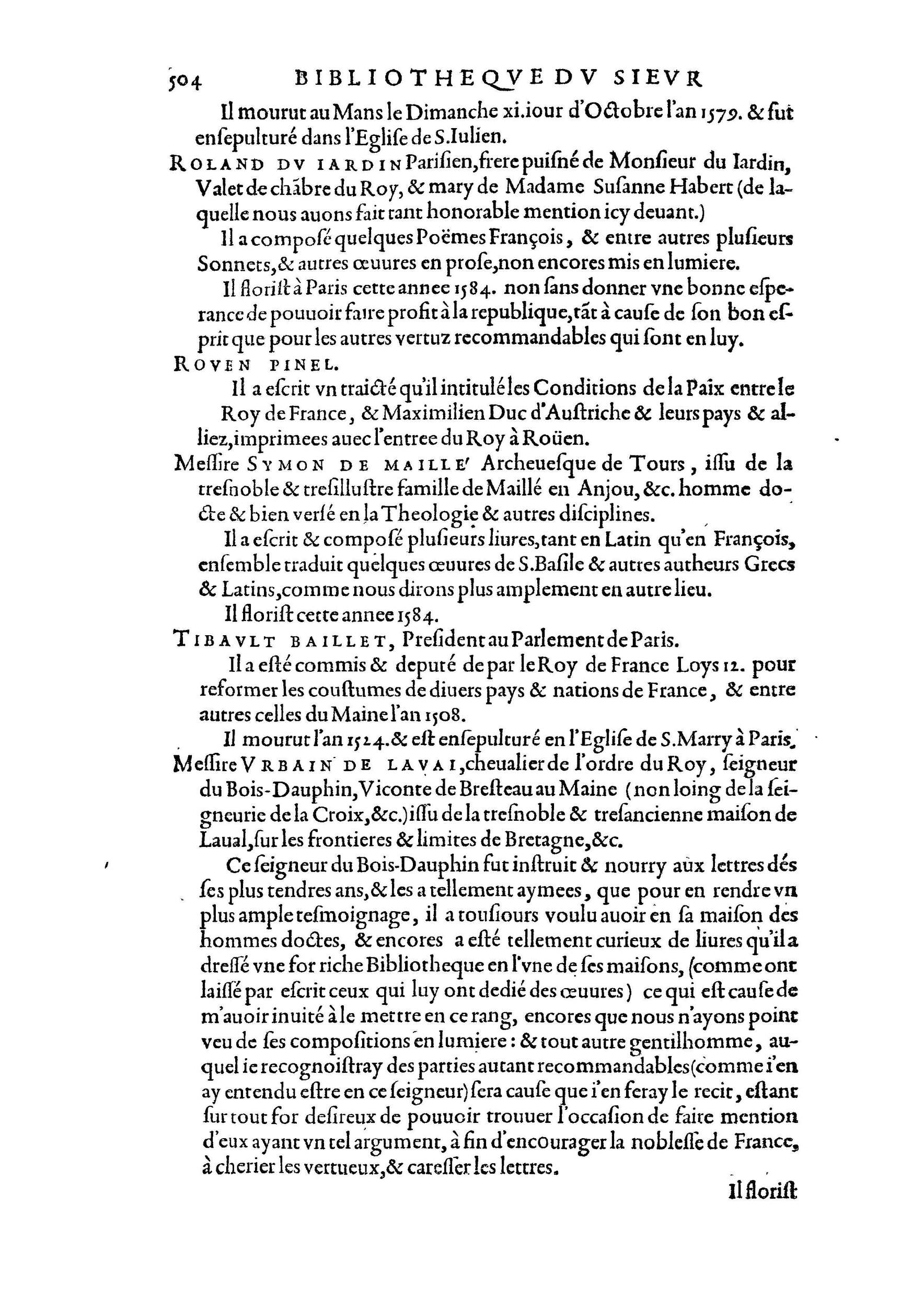 1584 - Abel L&#039;Angelier - Bibliothèques françaises - BnF