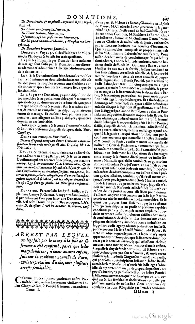 1629 - Veuve Nicolas Buon - Trésor du droit français (29620 T. 1) - BM Lyon