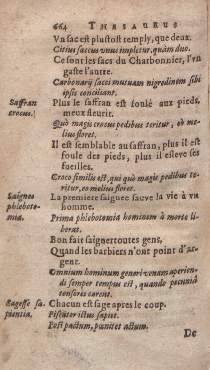1612 - Dominicus Custos - Trésor des proverbes français  - Bibliopol-Olomuc