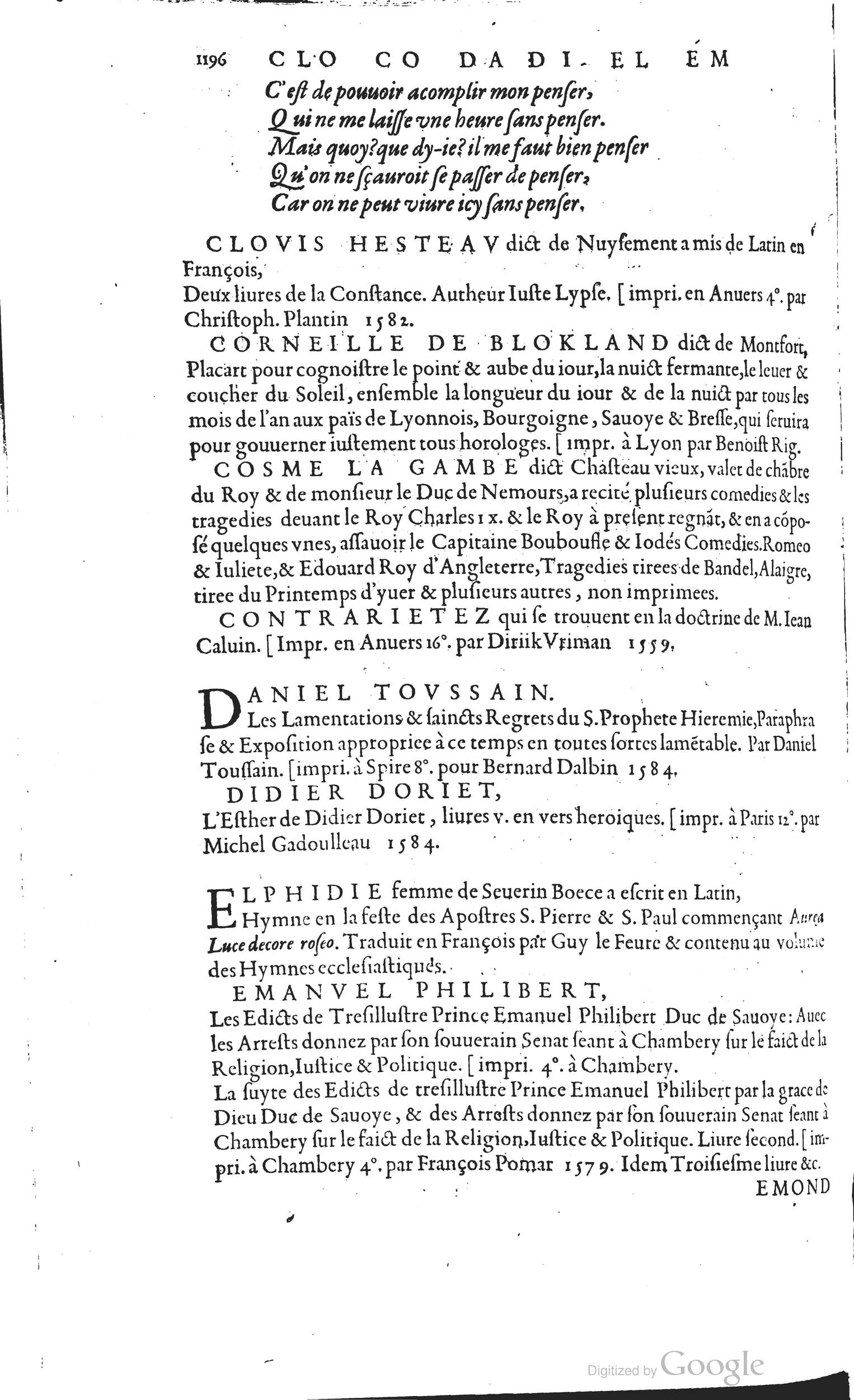 1585 - Barthélemy Honorat - Bibliothèques françaises - BSB Munich