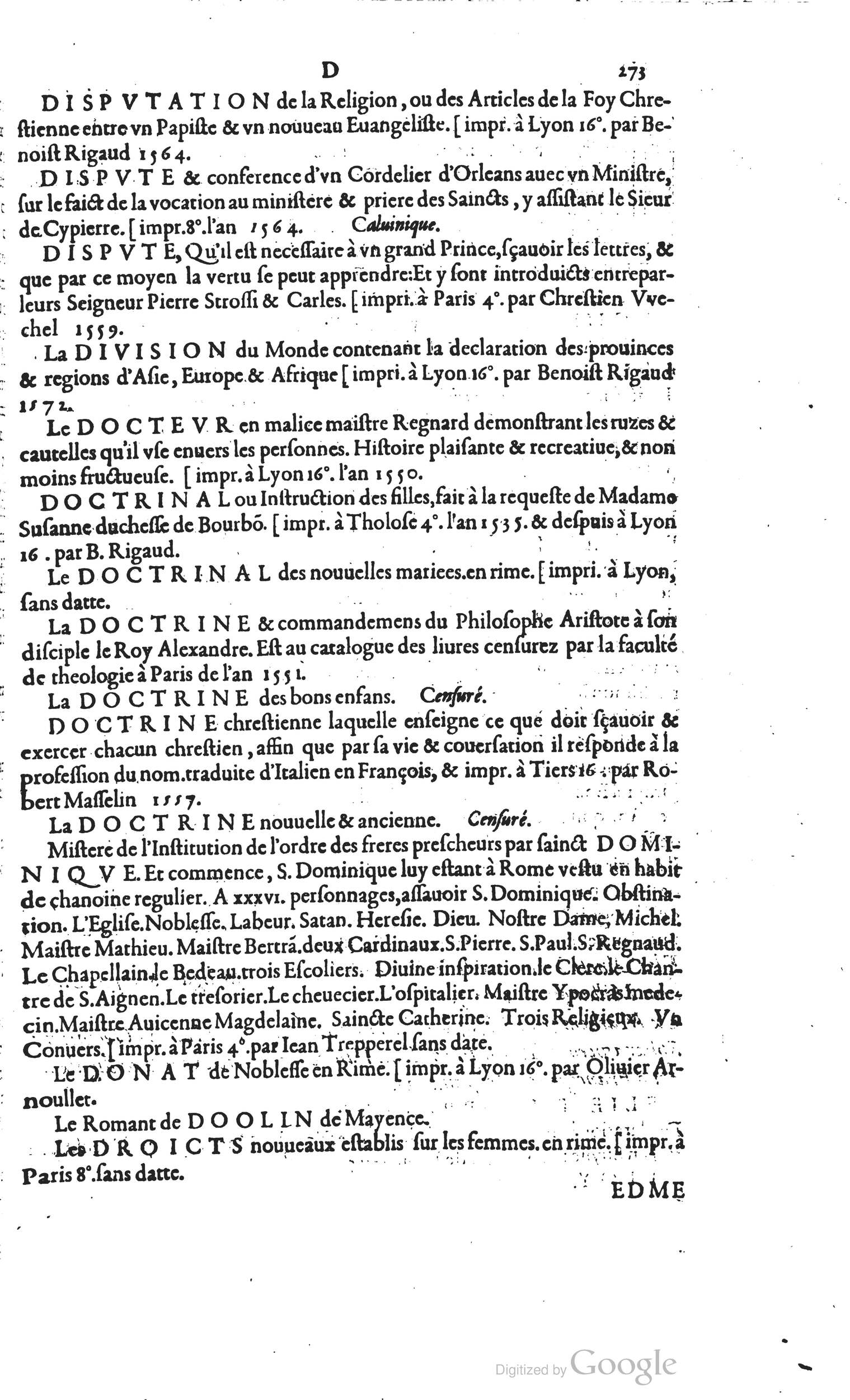 1585 - Barthélemy Honorat - Bibliothèques françaises - BSB Munich
