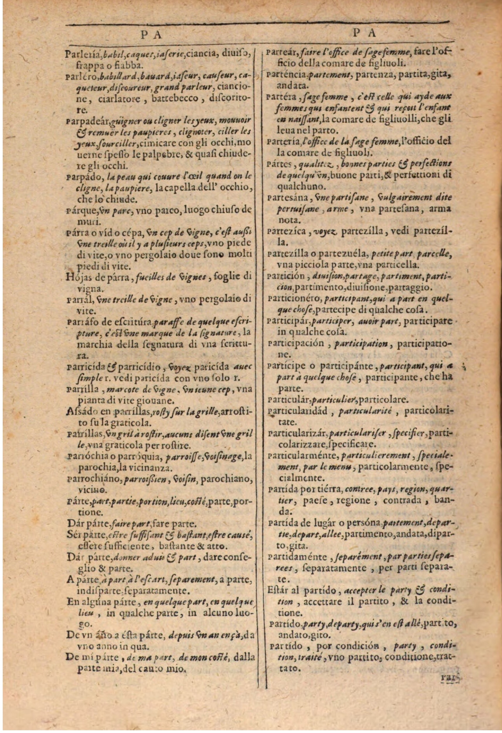 1609 - Philippe Albert et Alexandre Pernet - Trésor des trois langues française, italienne et espagnole (Première partie) - BSB Munich