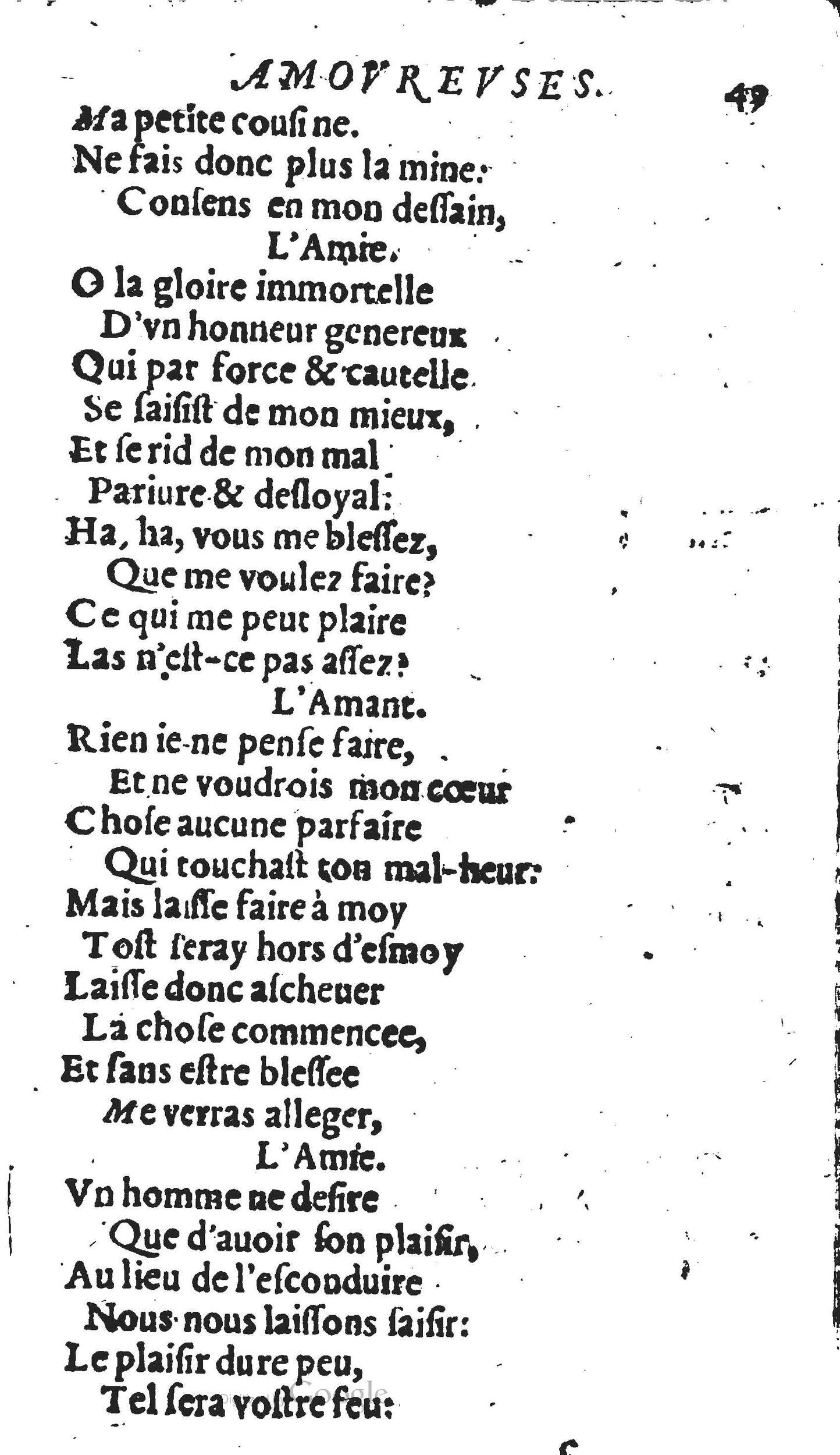 1606 - Théodore Reinsart - Trésor des chansons amoureuses recueillies des plus excellents airs de cour - Livre II - NK ČR Prague