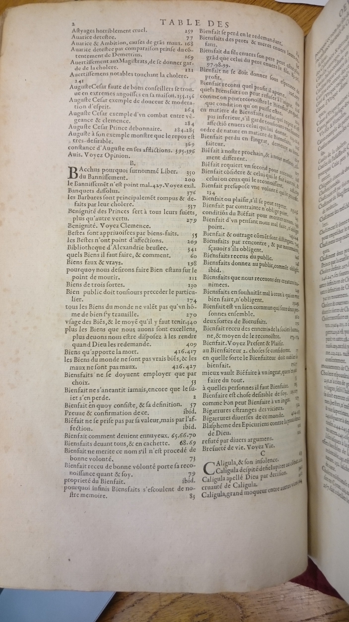 1598 - Jean Houzé - Œuvres morales et mêlées de Sénèque, Trésor de philosophie morale - BM Lyon