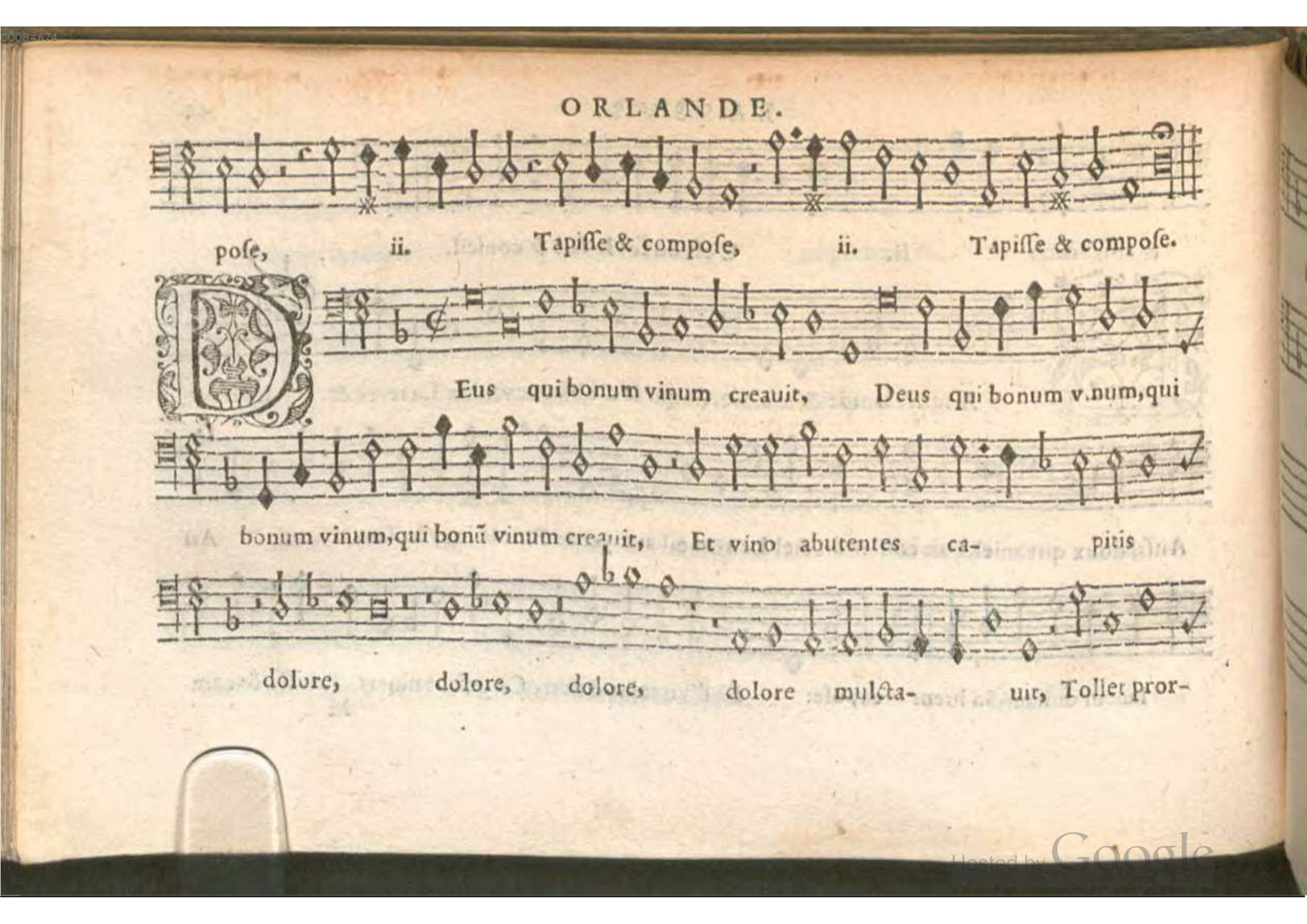 1576 - [Pierre de Saint-André] - Trésor de musique d’Orlande de Lassus Bassus - BSB Munich