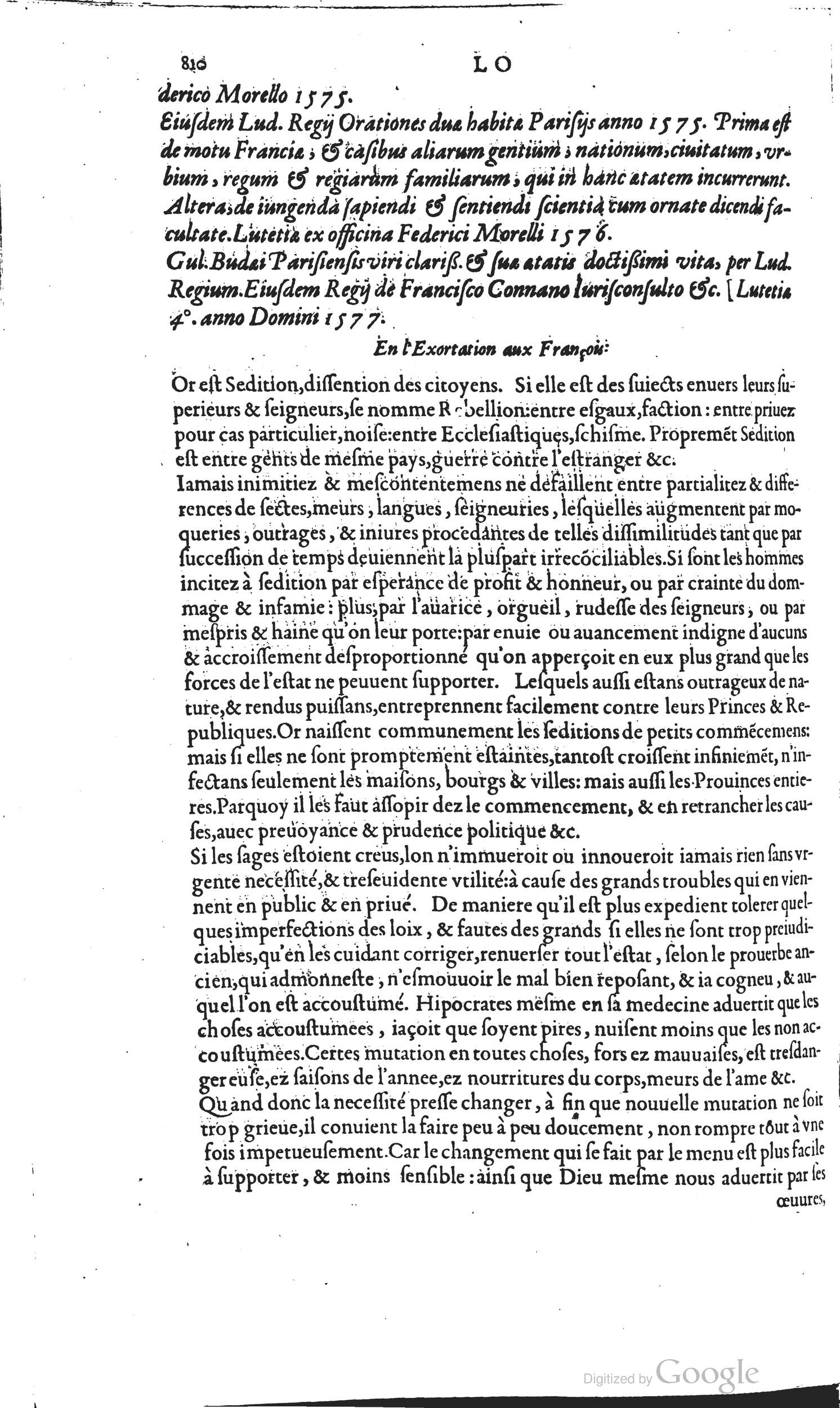 1585 - Barthélemy Honorat - Bibliothèques françaises - BSB Munich