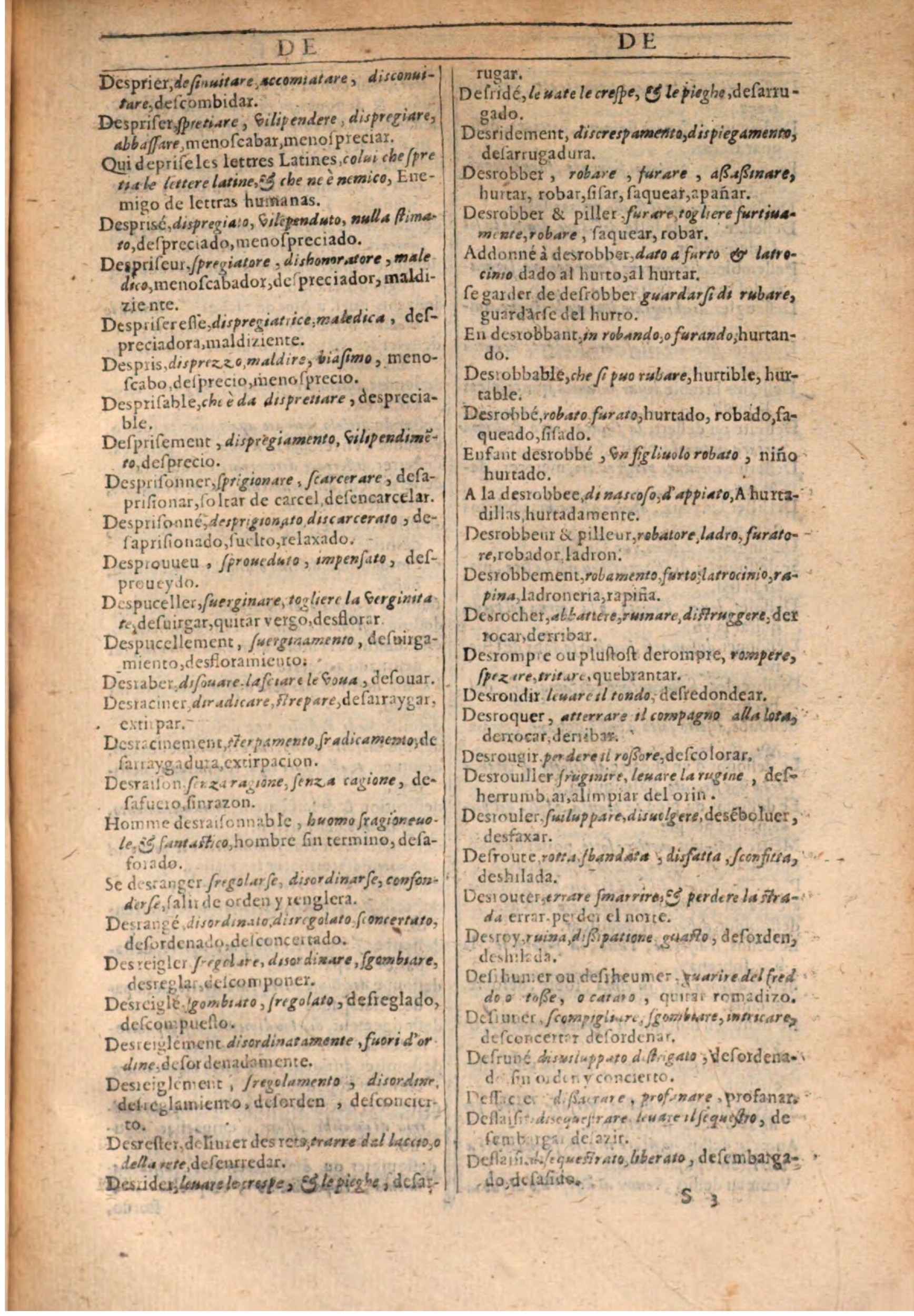 1609 - Philippe Albert et Alexandre Pernet - Trésor des trois langues française, italienne et espagnole (Seconde partie) - BSB Munich 1609 - Philippe Albert et Alexandre Pernet - Trésor des trois langues française, italienne et espagnole (Seconde partie) - BSB Munich