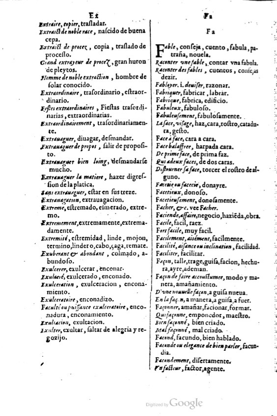 1621 - Adrian Tiffaine - Trésor des deux langues espagnole et française - BM Lyon
