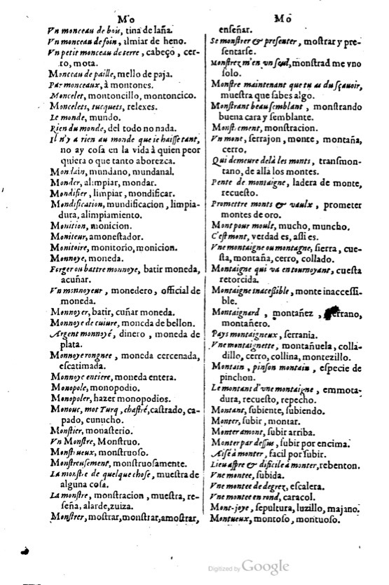 1621 - Adrian Tiffaine - Trésor des deux langues espagnole et française - BM Lyon