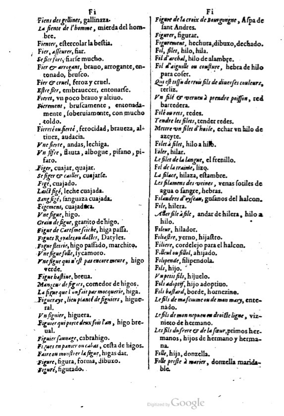 1621 - Adrian Tiffaine - Trésor des deux langues espagnole et française - BM Lyon